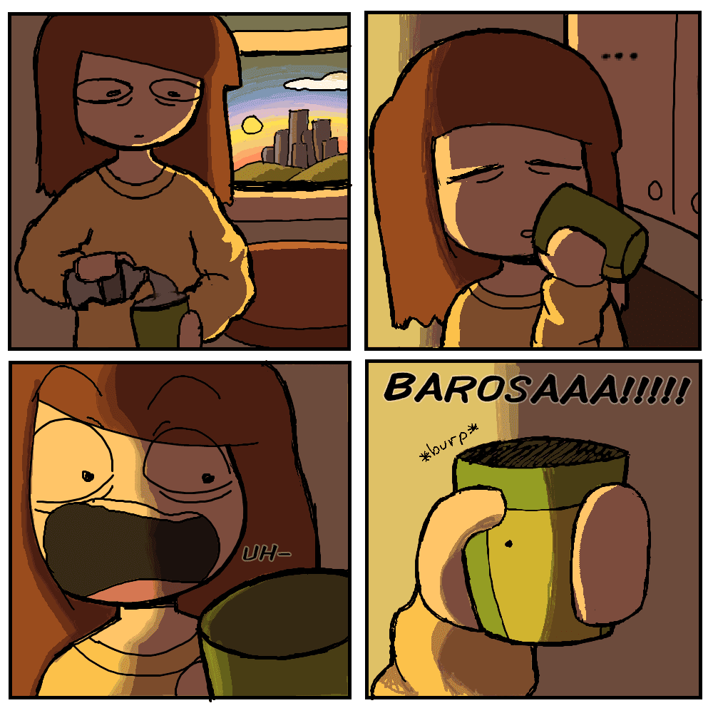 Marone attempts to drink from a cup.