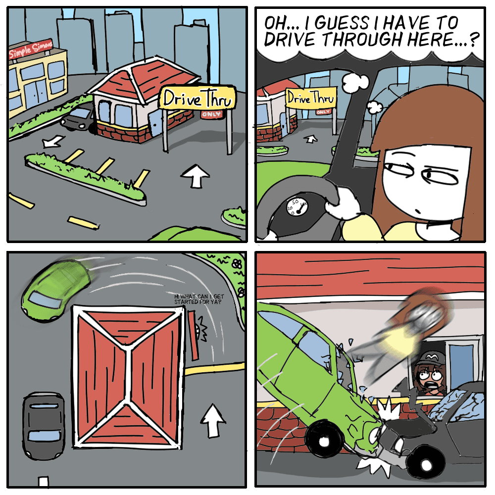 Marone misunderstands the concept of a drive thru.