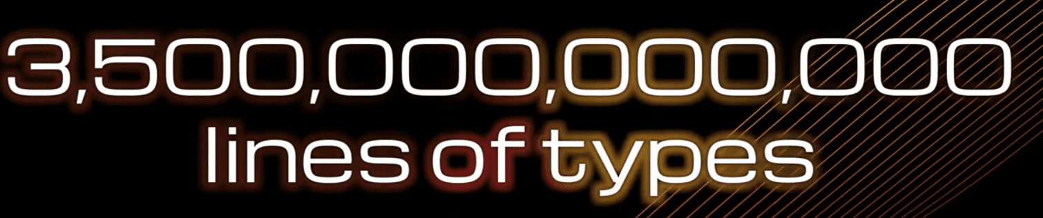 3 point 5 trillion lines of types.